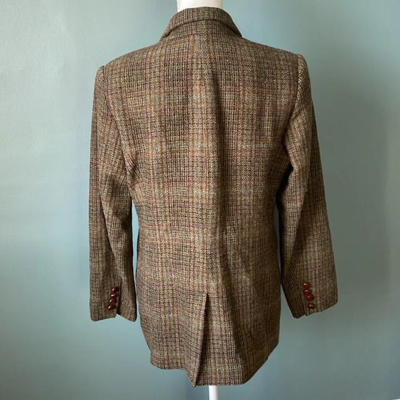 Orvis Women's Wool Tweed Blazer Jacket Coat Button Up Green Plaid Size 12 - Picture 4 of 7